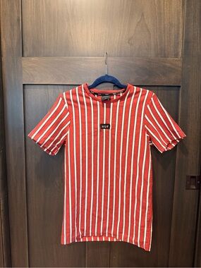 HUF Red & White Striped  Tee